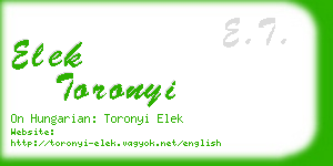 elek toronyi business card